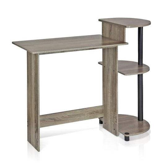 11181GYW-BK Compact Computer Desk, French Oak Grey & Black