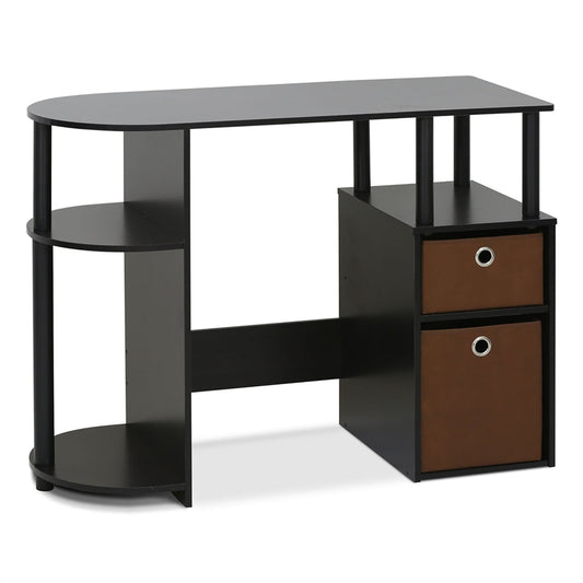 15111 Jaya Simplistic Computer Study Desk With Bin Drawers, Espresso