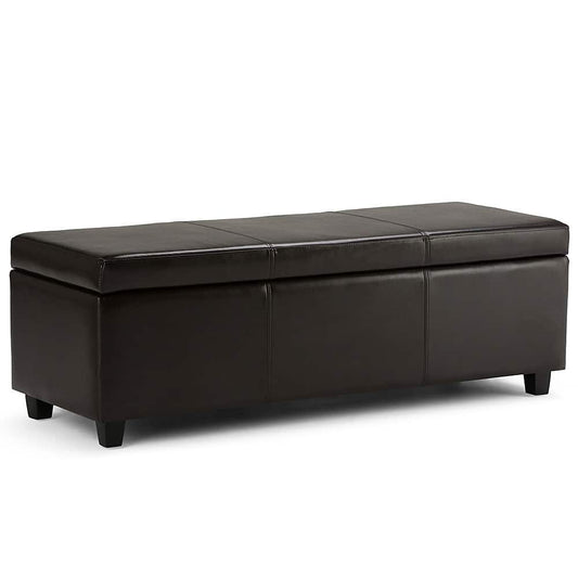 Avalon Rectangular Polyurethane Faux Leather Ottoman With Inner Storage