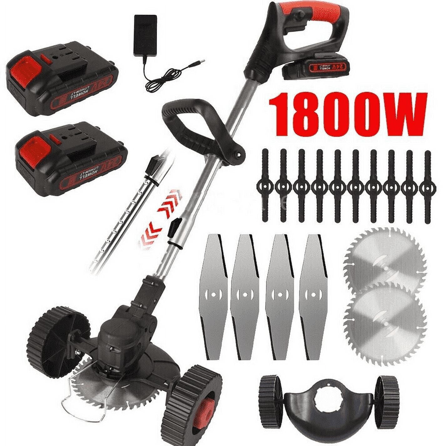 3 In 1 Cordless Grass Trimmer Edger Lawn Tool Bush Cutter with 2 Batteries  & 1 Charger