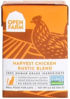 Open Farm Harvest Chicken Rustic Blend Wet Cat Food, Complete Meal or Food Topper with Responsibly Sourced Meat and Superfoods Without Artificial Flavors or Preservatives, 5.5 oz, Pack of 12 Boxes