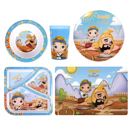 He Loves Me David & Goliath Ark 5 Piece Mealtime & Dinnerware Kids Set BPA Free