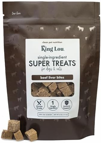 King Lou Pets - Beef Liver Dog Treats - Freeze Dried Liver Treats For Dogs and Cats - USA-Made Dog and Cat Treats - Rich in Iron, Vitamins and Nutrients For Immune Health - 1 lb Prior to Freeze-Drying