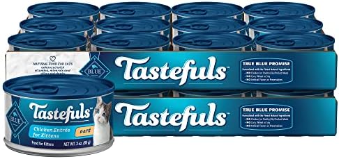 Blue Buffalo Tastefuls Natural Kitten Pate Wet Cat Food, Chicken Entrée 3-oz cans (Pack of 24)