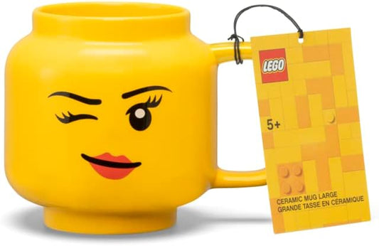 Room Copenhagen LEGO Ceramic Mug Winking Girl, Large, 17.9 Fl. Oz. (530 mL)