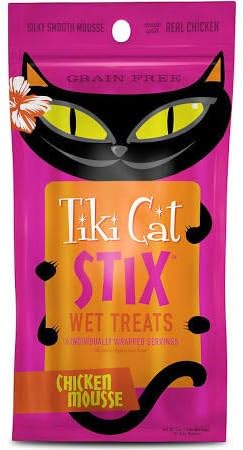 Tiki 759219 3 oz Stix Chicken Mousse Cat Treats - Case of 12