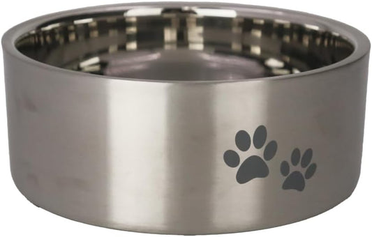 Stainless Steel Double-Wall Insulated Non-Slip for Dog, Cat, Pet Food and Water Bowl | Silver, 32 oz. (PN: DWB-Silver-32)