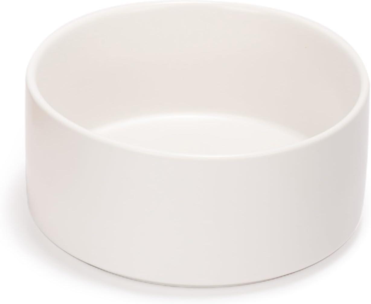 SPUNKYJUNKY 60OZ Ceramic Dog and Cat Bowl, Modern Cute Weighted Food Water Bowl for Replacement White (1 Pack)