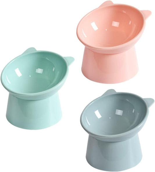 3Pcs Cat Food Dish Elevated Cat Bowls:Plastic Tilted Elevated Cat Bowls Anti Vomiting Cat Bowls for Flat- Faced Cats Pet Supplies