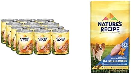 Bundle of Nature's Recipe Wet Dog Food, Chicken, Rice & Barley Recipe Ground Formula, 13.2 Oz Can (Pk of 12) + Grain Free Small Breed Chicken, Sweet Potato & Pumpkin Recipe Dry Dog Food, 4 lb. Bag