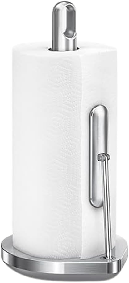 simplehuman Tension Arm Standing Paper Towel Holder, Heavy-Duty, Easy One-Handed Tear, Countertop Kitchen Paper Towel Dispenser, Brushed Stainless Steel