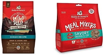 Stella & Chewy's Wild Red Red Ocean Recipe Dry Dog Food + Salmon & Cod Recipe Freeze-Dried Meal Mixers - Small Bag Bundle