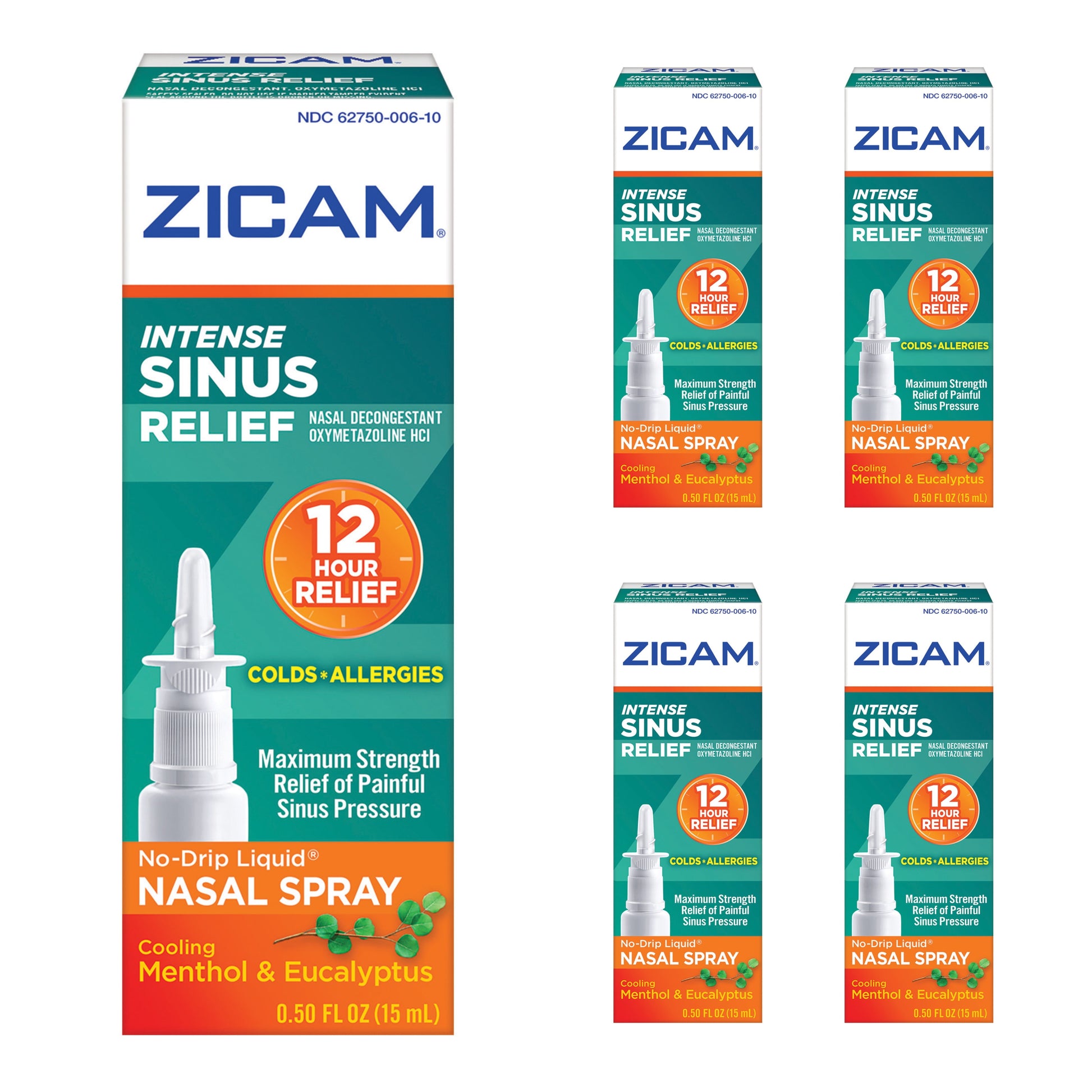 5 Pack - Zicam Intense Sinus Relief Liquid Nasal Gel 0.50oz Each