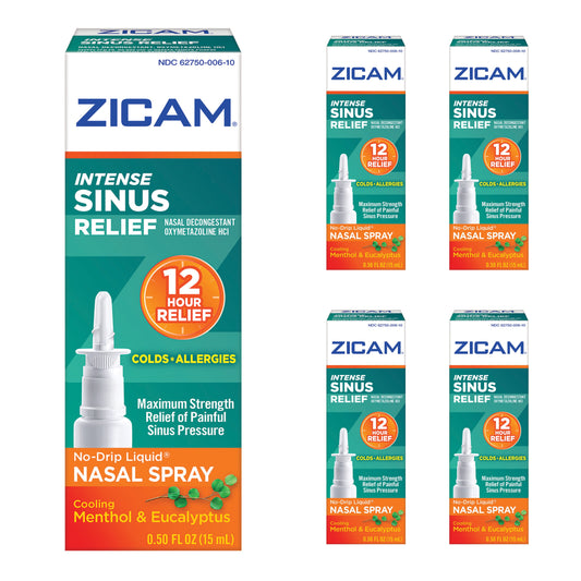 5 Pack - Zicam Intense Sinus Relief Liquid Nasal Gel 0.50oz Each