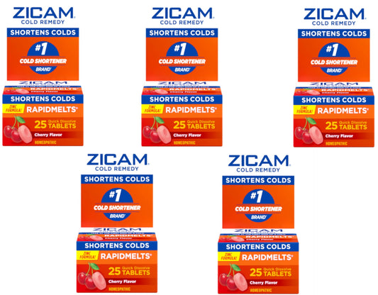 5 Pack - Zicam Zinc Cold Remedy RapidMelts Quick Dissolve Tablets - Cherry - 25ct