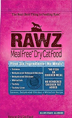 Rawz Dehydrated Cat Food, Salmon, Chicken and Whitefish Recipe Cat Food - 7.8 LB Bag, Fast, by Just Jak's Pet Market