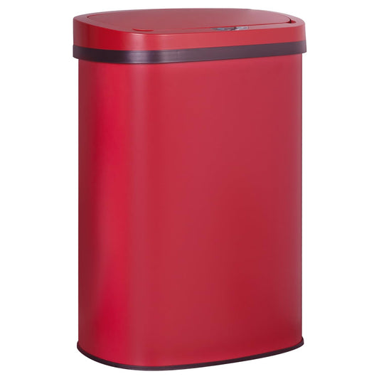 Furniture of America Verbena 13 Gallon Metal Household Trash Can with Motion Sensor Lid for Kitchen, Red