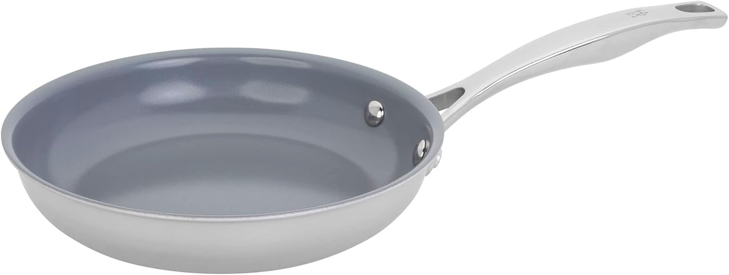 HENCKELS Clad H3 8-inch Induction Ceramic Nonstick Frying Pan, Stainless Steel, Durable and Easy to clean