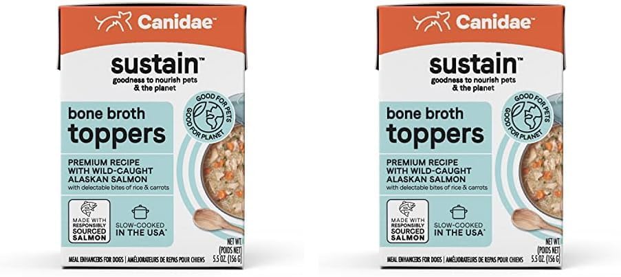 CANIDAE Sustain Bone Broth Toppers Premium Dog Topper with Wild-Caught Salmon, 5.5 oz. (Case of 1) (Pack of 2)