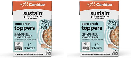 CANIDAE Sustain Bone Broth Toppers Premium Dog Topper with Wild-Caught Salmon, 5.5 oz. (Case of 1) (Pack of 2)