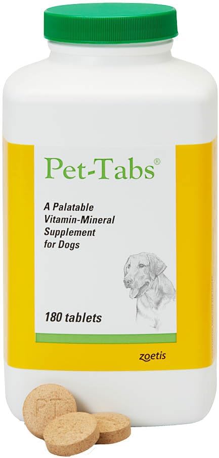 Pet-Tabs Multivitamin and Mineral Supplement for Dogs, Chewable Tablet, 180 Count Bottle