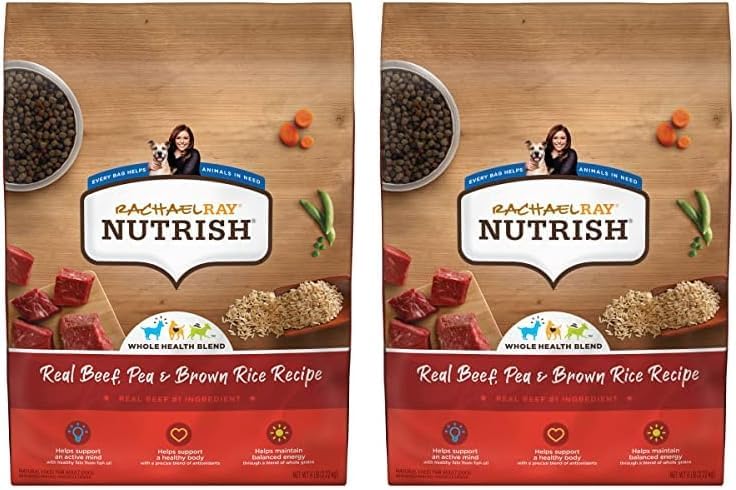 Rachael Ray Nutrish Premium Natural Dry Dog Food with Added Vitamins, Minerals & Taurine, Real Beef, Pea, & Brown Rice Recipe, 6 Pounds (Packaging May Vary) (Pack of 2)