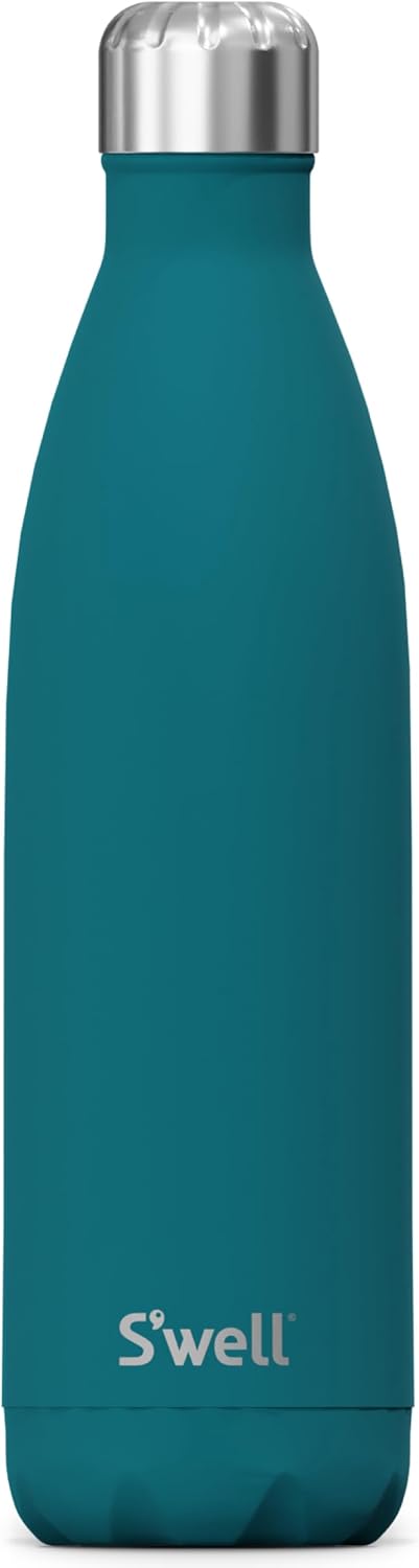 S'well Stainless Steel Water Bottle, 25oz, Peacock Blue, Triple Layered Vacuum Insulated Containers Keeps Drinks Cold for 48 Hours and Hot for 24, BPA Free, Perfect for On the Go