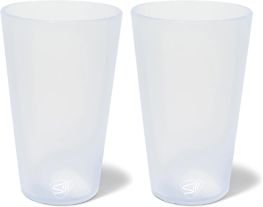 Silipint: Silicone Pint Glasses: 2 Pack Icicle -16oz Reusable Unbreakable Cups, Flexible, Sustainable, Hot\/Cold, Non-Slip Easy Grip