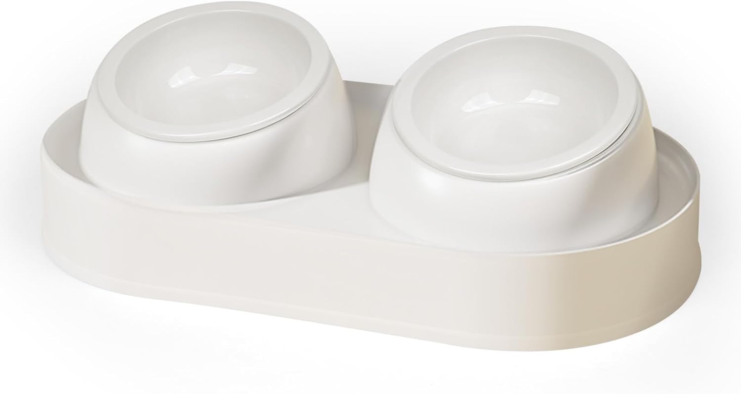 Cat Food and Water Bowl Set, Raised Cat Food Bowls Ceramic, Ceramic Tilted Cat Bowls for Cats and Small Dogs