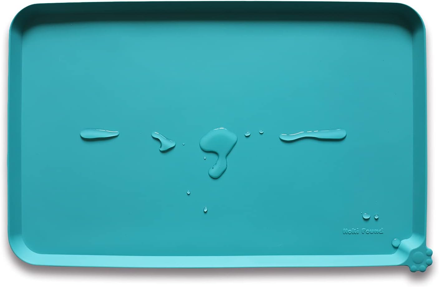 Hoki Found L Silicone Pet Food Mats Tray - Non Slip Pet Dog Cat Bowl Mats Placemat - Dog Pet Cat Feeding Mat - Waterproof Dog Cat Food Mats -Pet Water Mats for Floors -Teal