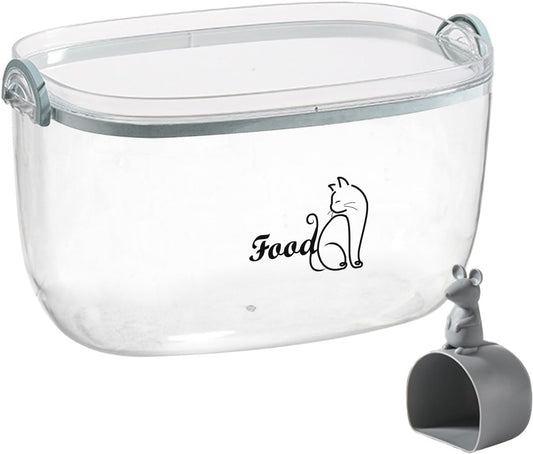 Pet Cat Food Storage Container 6~7Lbs|Cat Food Container with Airtight Latching Lid|Cat Food Bin with Cute Food Scoop|ideal for Dog Cat Food Kibble|Stackable|Clear Plastic