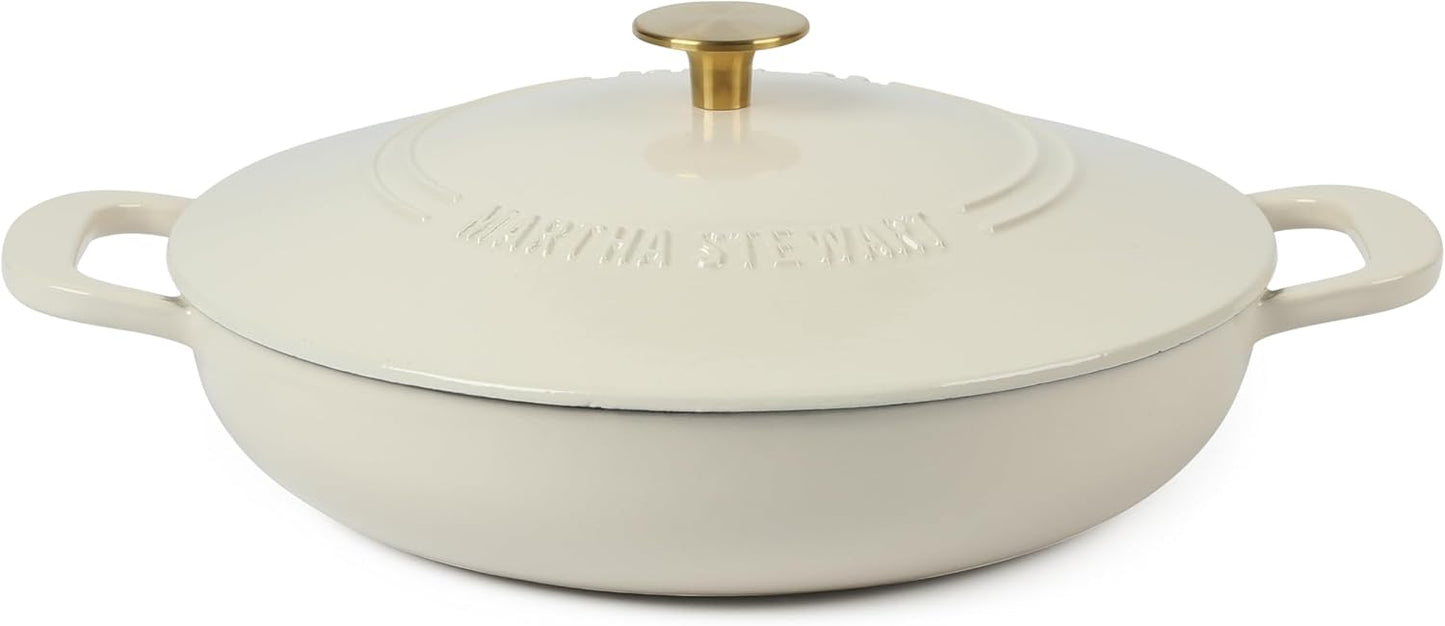 Martha Stewart 3.5-Quart Enameled Cast Iron Dutch Oven Braiser - Linen w\/Gold Knob