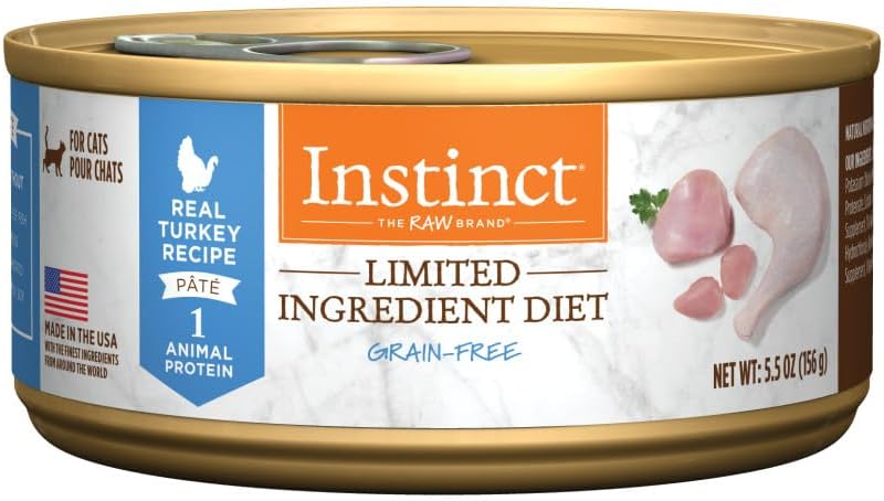 Instinct Limited Ingredient Diet Grain Free Real Turkey Recipe Natural Wet Canned Cat Food by Nature's Variety, 5.5 oz. Cans (Pack of 12)