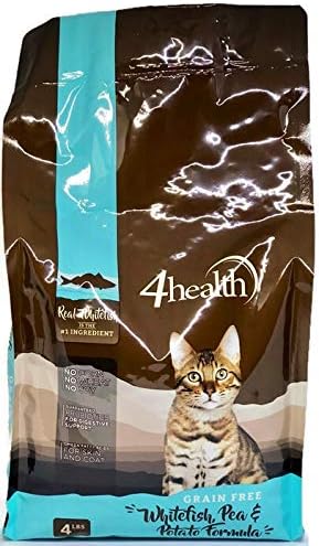 4health Tractor Supply Company, Grain Free Whitefish Pea Potato Turkey, Adult Dry Cat Food, 4 lb. Bag