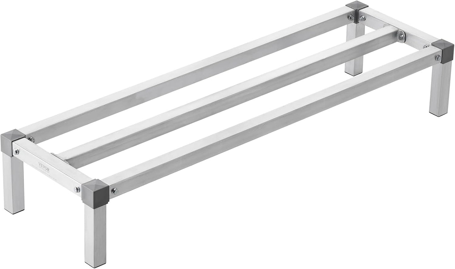 VEVOR Aluminum Dunnage Rack, 48\u201D x 14\u201D Commercial Food Floor Rack, 8\u201D Off The Floor, 1000 lbs Capacity All-Welded Aluminum Storage Rack, for Storage in Restaurants, Kitchens, Garages and Vehicles