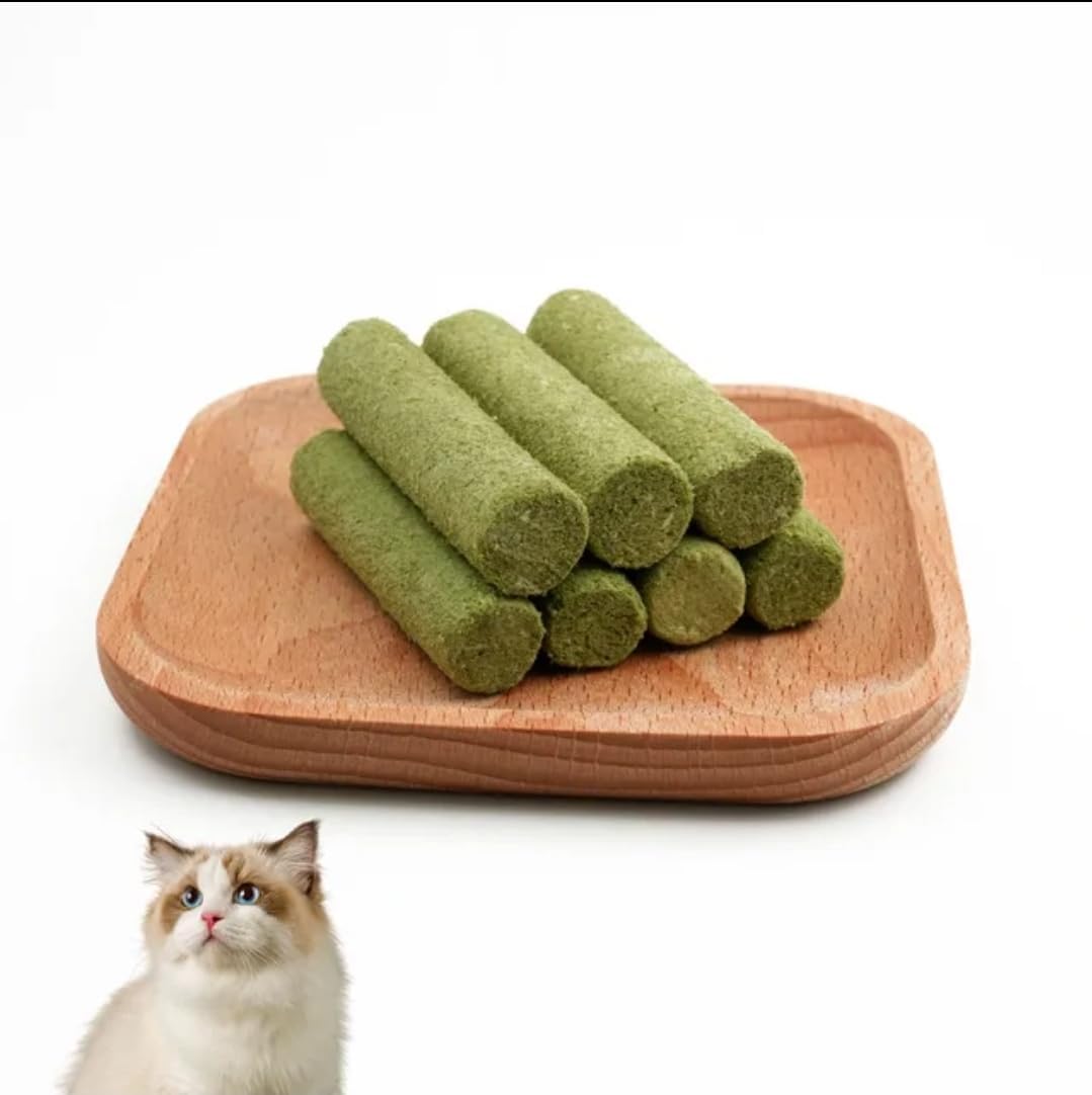 Cat Grass Teething Stick for Cat, Natural Freeze Dried Cat Grass Sticks for Indoor Cats, Chicken Flavored Cat Grass Treats for Teeth Cleaning and Hairball Remedy, Cat Treats, 100g