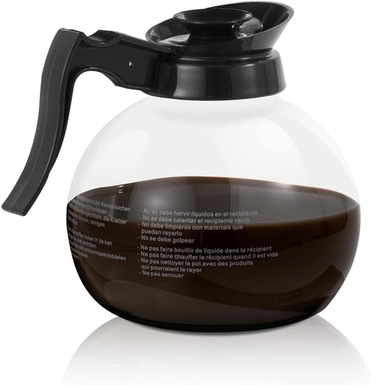 SYBO Coffee Pot Decanter, 12-Cup Glass Coffee Decanter, Commercial Coffee Pot Replacement, Black