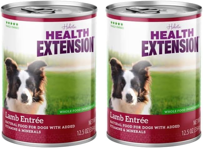 Health Extension Wet Dog Food Canned, Natural Food for All Puppies & Dogs with Added Vitamins & Mineral, Lamb Entree (12.5 Oz / 374 g) (Pack of 24)