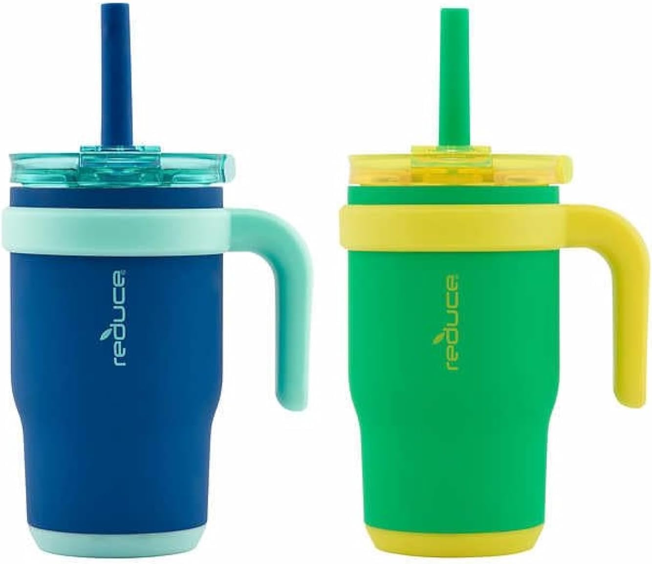 reduce 14oz Coldee Tumbler with Handle for Kids Leakproof Insulated Stainless Steel Mug with Lid & Straw \u2013Spill Proof Chew-Resistant Straw 2 Pack