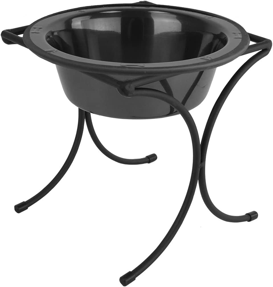 Platinum Pets 2 Cup Bistro Single Raised Feeder with Stainless Steel Wide Rimmed Bowl, Black Chrome