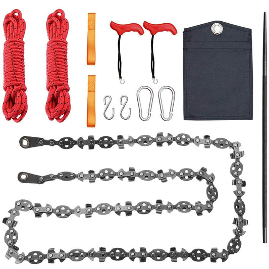 53 Inch Hand Rope Chain Saw Sharp Manual Tree Limb Chain Saw with 68 Teeth Folding Pocket Rope Chainsaw Tree Cutting Tool for Gardening Camping Survival Gear