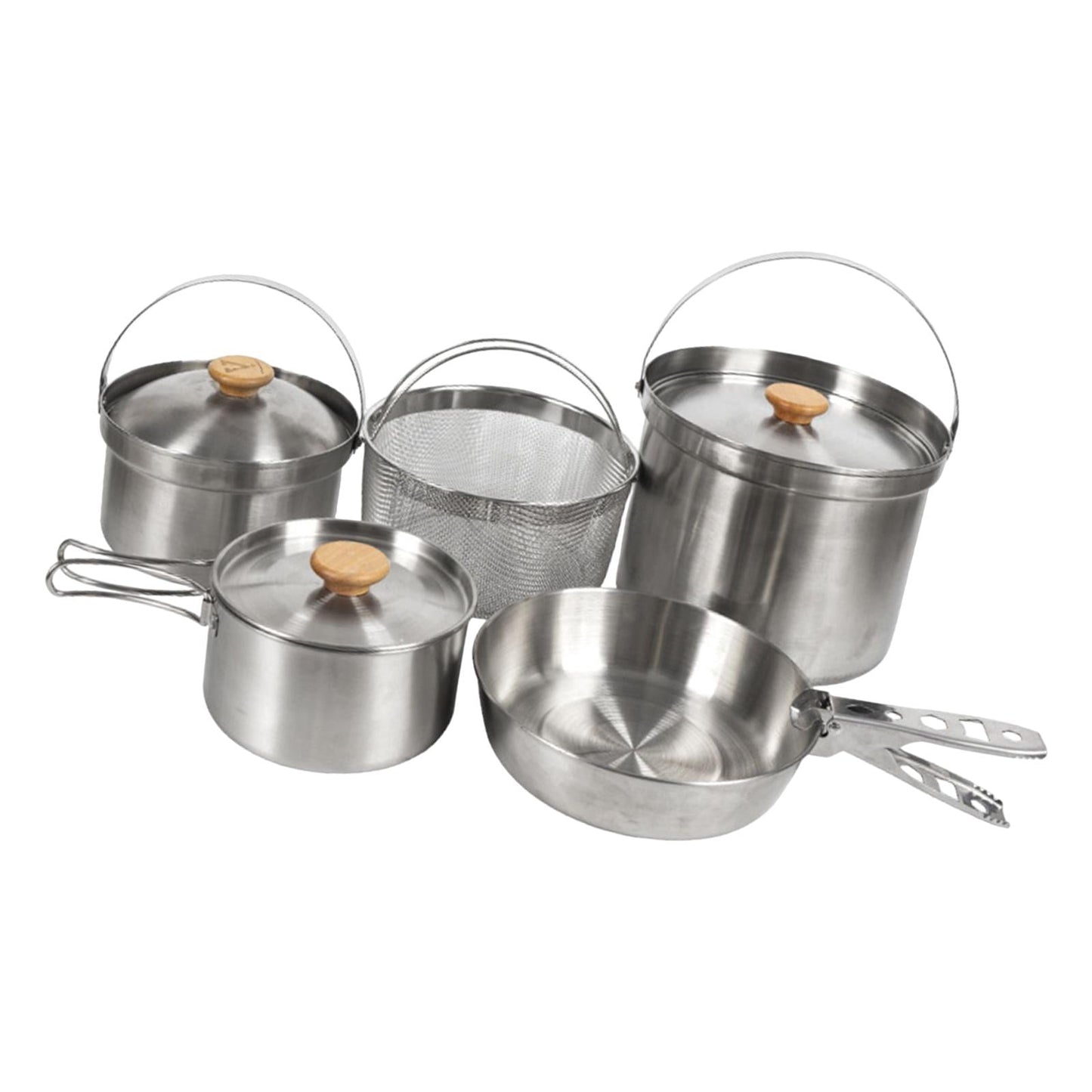 5x Cooking Pot Set Camping Pan Tableware Handle Equipment Accessories Stackable with Storage Bag Cookware for Backpacking Outdoor BBQ Hiking