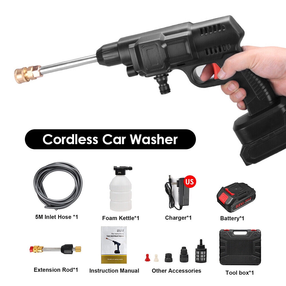 Electric Pressure Washer, Power Washer, Cordless Pressure Washer Portable Car Cleaner Battery Operated High Pressure Water Gun