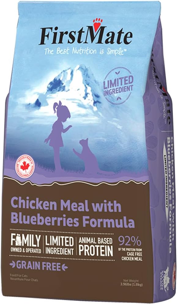 FirstMate Grain Free Chicken Meal with Blueberries Formula for Cats Dinner 4lbs