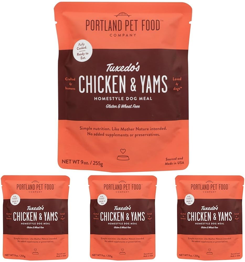 Portland Pet Food Company Tuxedo's Chicken & Yams Dog Meal, 9 OZ (Pack of 4)