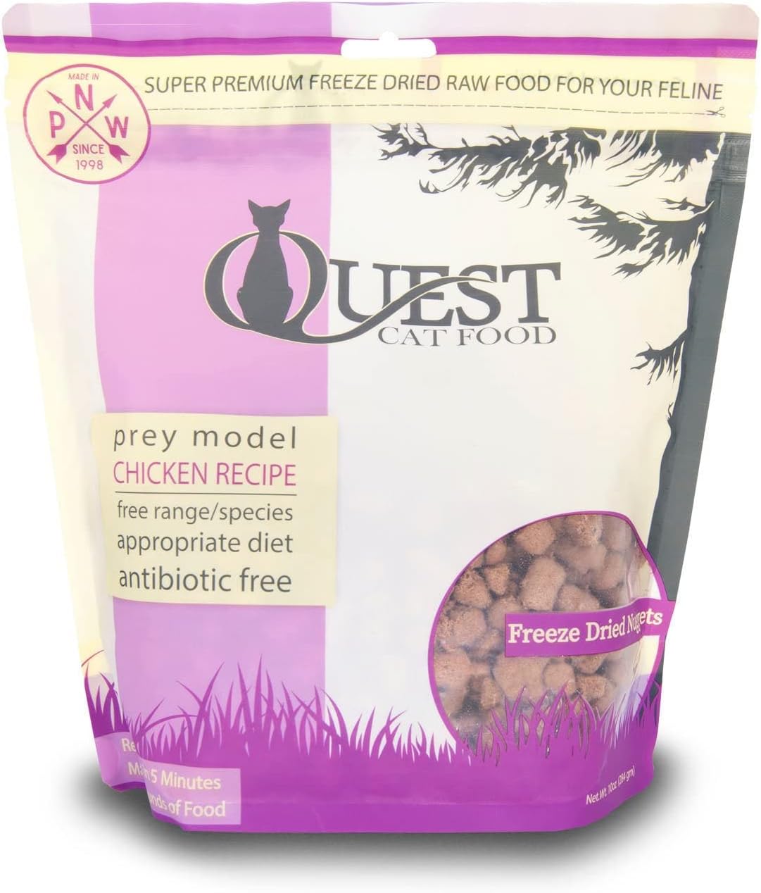 Steve's Real Food Quest Super Premium Freeze Dried Raw Cat Food, Chicken Recipe, 10oz, Prey Model Diet, Free Range, Antibiotic Free, Sustainably Sourced and Made in The USA