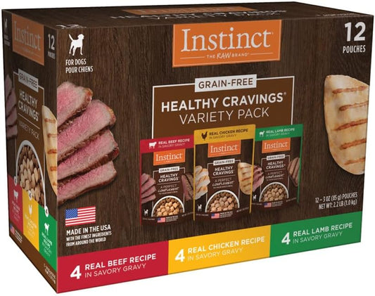 Instinct Healthy Cravings Grain Free Recipe Variety Pack Natural Wet Dog Food Topper by Nature's Variety, 3 Ounce (Pack of 12)