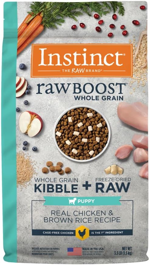 Instinct Raw Boost Puppy Whole Grain Dog Food, Raw Boost Kibble Dog Food, Raw Dog Food, Puppy Chicken & Brown Rice Recipe, 3.5 lb. Bag