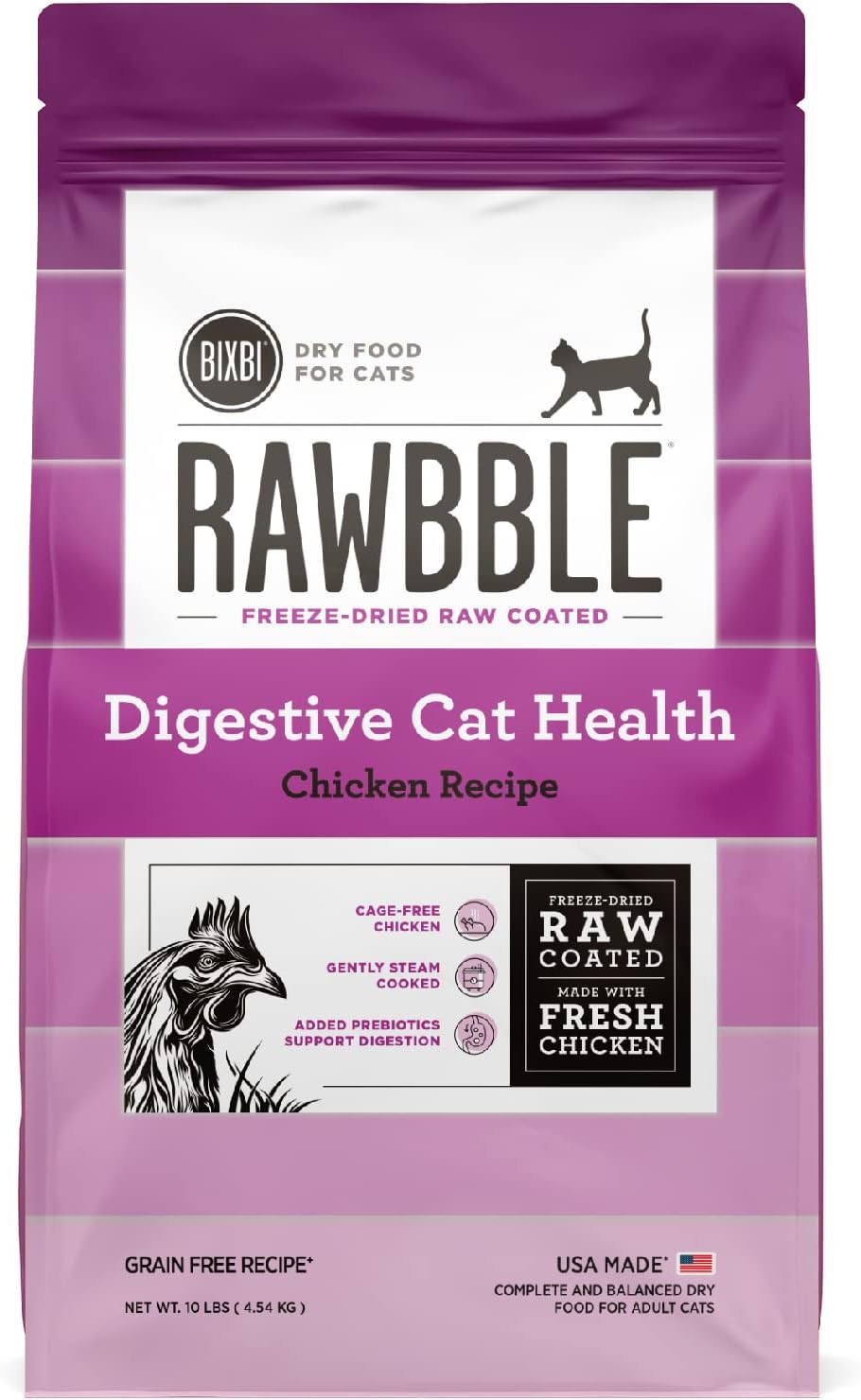 BIXBI Rawbble Dry Food Chicken Digestive Health Recipe for Cats, 10lb