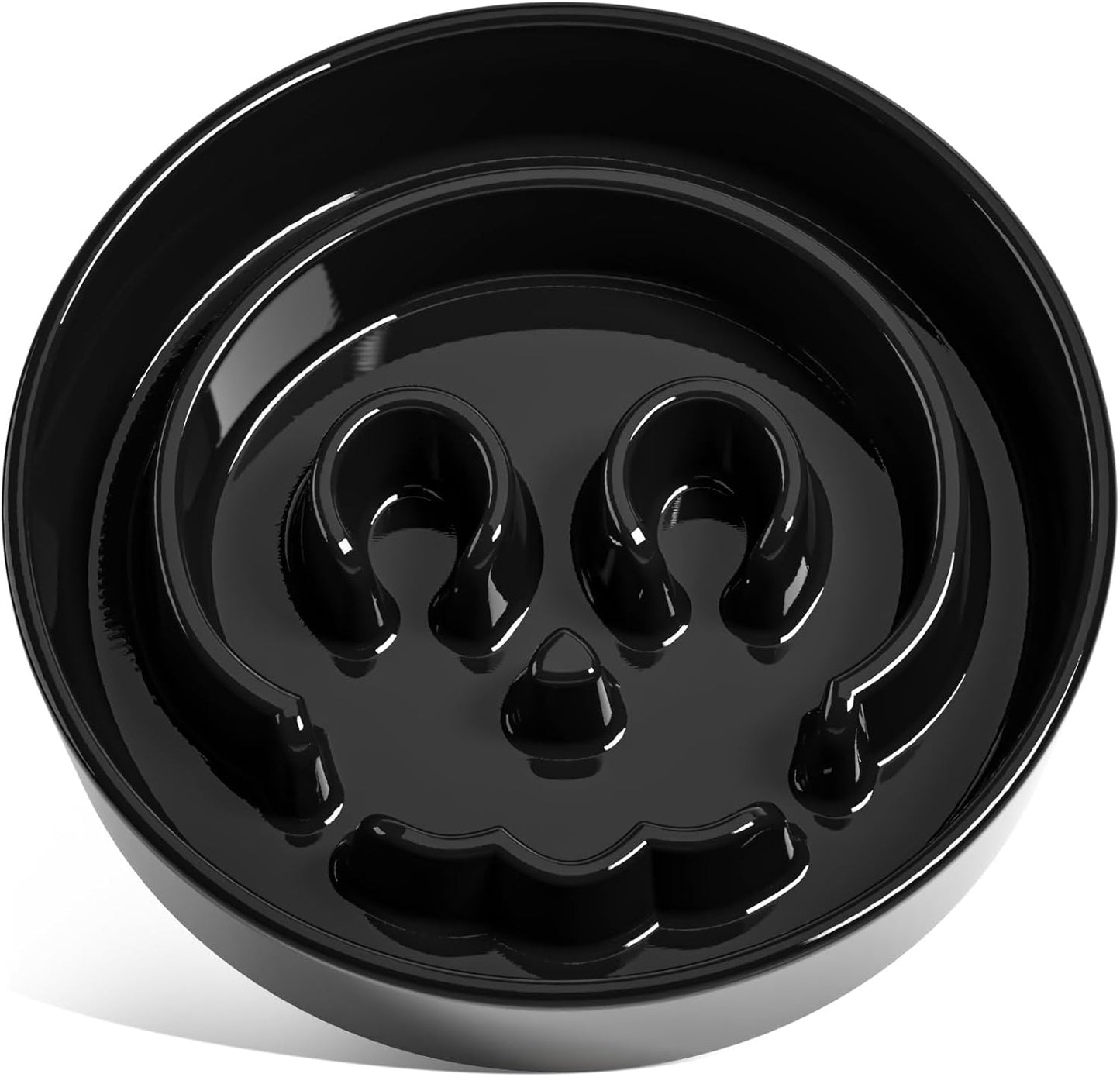 LE TAUCI Ceramic Slow Feeder Dog Bowls Small Breed, 0.6 Cups Dog Food Dish for Fast Eaters, Puzzle Bowl for Small Dogs and Cats,Skull Black